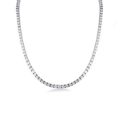 Gradueted Tennis Chain Necklace Diamonds White Gold 18k