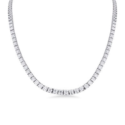Graduated tennis necklace in white gold 18k with diamonds