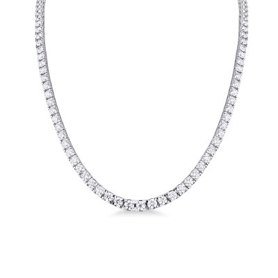Graduated tennis necklace in white gold 18k, 40 cm