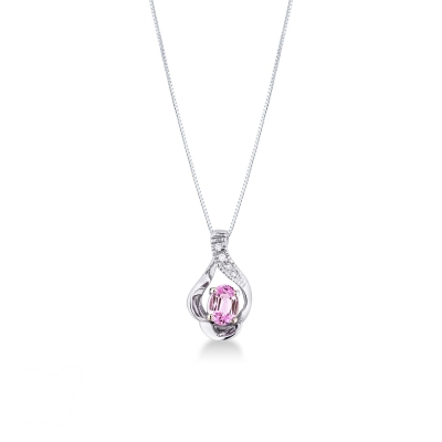 Fancy pendant with pink sapphire and diamonds