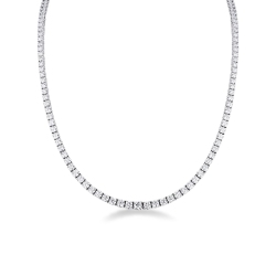 Collana tennis filo a scalare in oro bianco 18k con diamanti