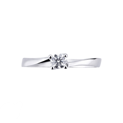 Anello Solitario Promessa Oro Bianco 0,20 ct