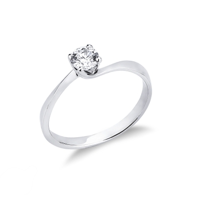 White gold 18k Valentino 4 claw solitaire 0,30 ct