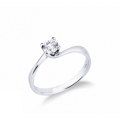 4 claw white gold 18k solitaire ring with diamond 0,40 ct