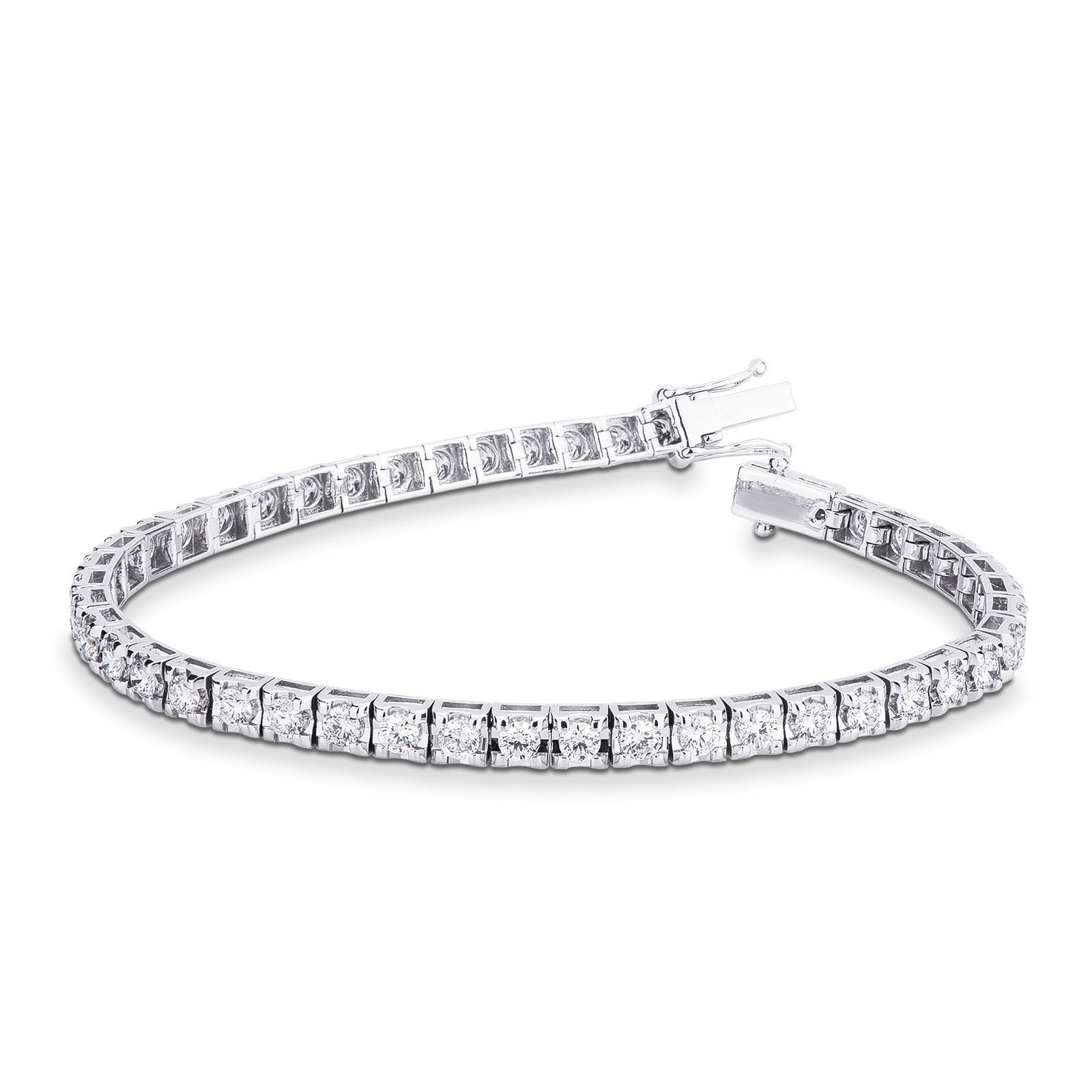 Bracciale Tennis Donna Con Zirconi Taglio Baguette - Placcato Oro 14K, Glitter, Tre Misure