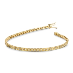 Stylish tennis bracelet with diamonds,18k yellow gold