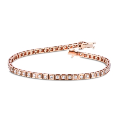 Bracciale Tennis in oro Rosa 750 con Diamanti