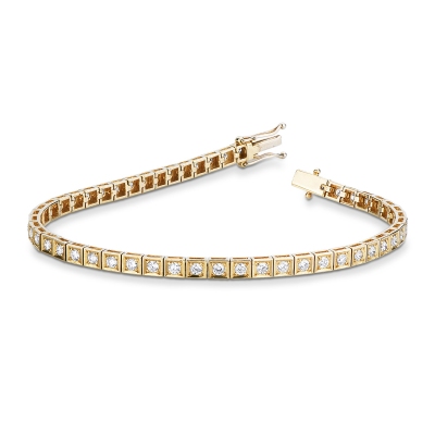 18k yellow gold, stylish tennis bracelet with diamonds