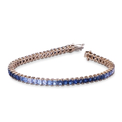 Bracciale Tennis in oro rosa 18k con Zaffiri multicolor blu