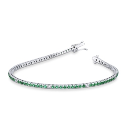 Square links tennis bracelet with round cut diamonds and emeralds