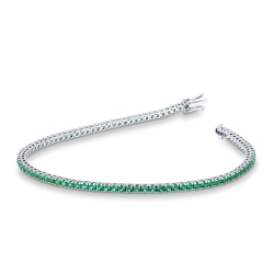 18k white gold tennis bracelet with round cut emeralds