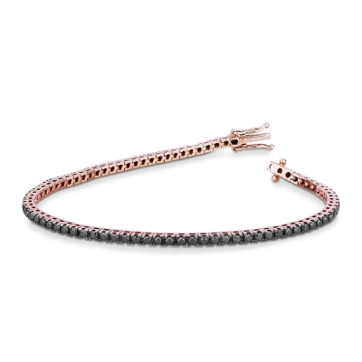 18k rose gold tennis bracelet with black diamonds