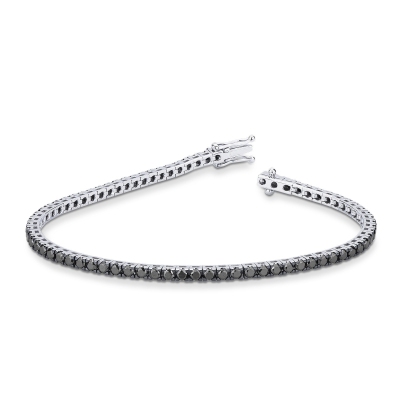 Black diamonds tennis bracelet in 18k white gold