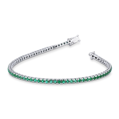 Emerald tennis bracelet in 18k white gold
