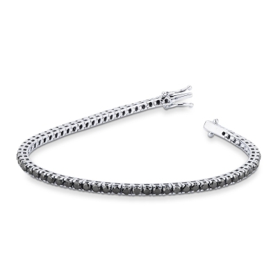 Tennis bracelet in 18k white gold with black diamonds