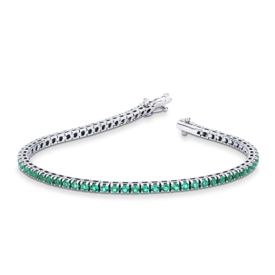 Square daw tennis bracelet with emeralds