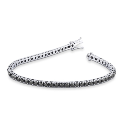 Pyramid links tennis bracelet with black diamonds