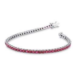 Ruby tennis bracelet in 18k white gold