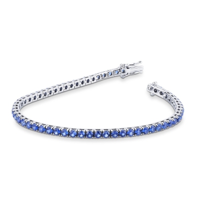 Tennis bracelet in white gold with blue sapphires about 2,75 wide