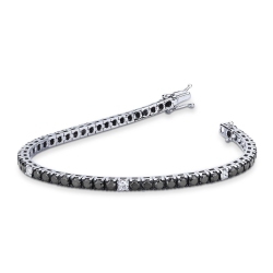 Bracciale Tennis in oro Bianco 750 con diamanti neri, con punte brunite, e bianchi