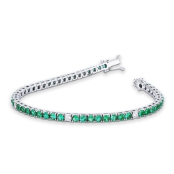 Tennis bracelet with emeralds and diamonds