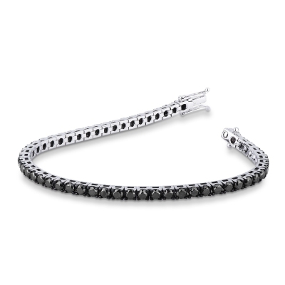 Bracciale Tennis a griffe in oro Bianco 18k con Diamanti neri e punte brunite