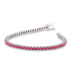 18k white gold tennis bracelet with round cut rubies