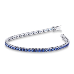 18k white gold tennis bracelet with blue sapphires