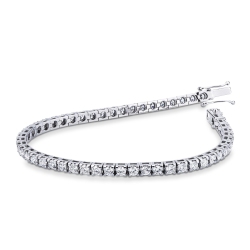 Bracciale Tennis lineare a griffe in oro Bianco 18k con Diamanti