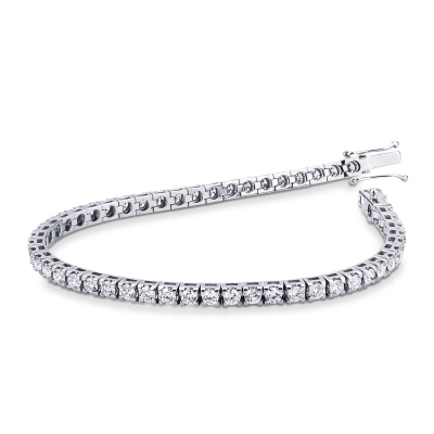Bracciale Tennis lineare a griffe in oro Bianco 18k con Diamanti