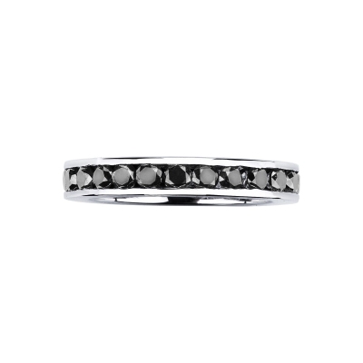 White gold 18k Full channel eternity ring with black diamonds 