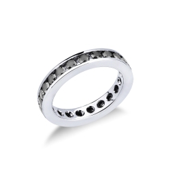 White gold 18k Full channel eternity ring with black diamonds 