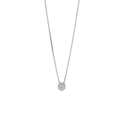 Solitaire necklace in 18k white gold with diamonds pendant 