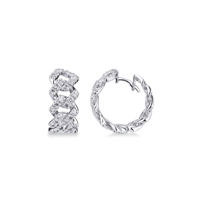 Hoop earrings in white gold 18k with diamonds of about 15 mm
