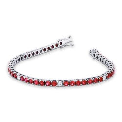 Tennis bracelet with rubies and diamonds
