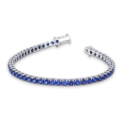 Bracciale Tennis quadro in oro Bianco 18k con Zaffiri Blu