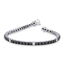 18k white gold tennis bracelet with black and white diamonds