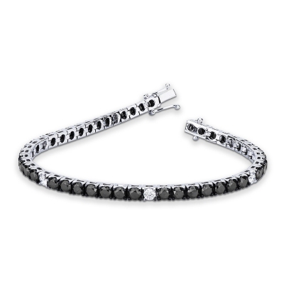 18k white gold tennis bracelet with black and white diamonds