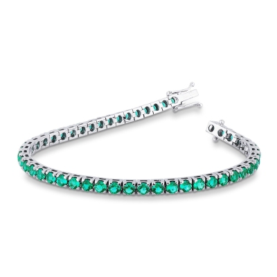 Bracciale Tennis in oro Bianco 18k con Smeraldi ct 5,42