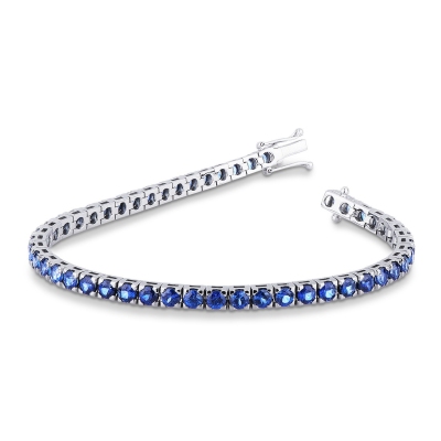 Bracciale Tennis in oro Bianco 18k con Zaffiro Blu