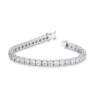 Bracciale tennis lineare a griffe in oro bianco 18k diamanti