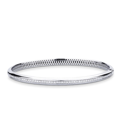 Rigid bracelet in 18k white gold with diamonds