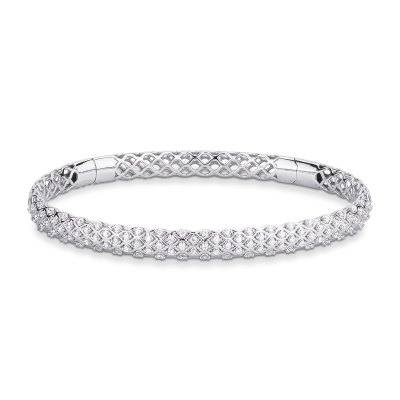 Bracciale rigido oro bianco 18k e diamanti