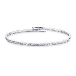 Bracciale semirigido in oro bianco 18k con diamanti, diametro 5,5 cm