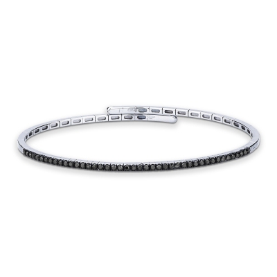 Rigid bracelet in 18k white gold with black diamonds 