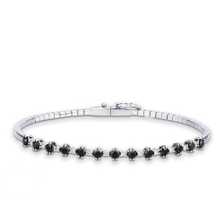 Rigid bracelet with black and white diamonds