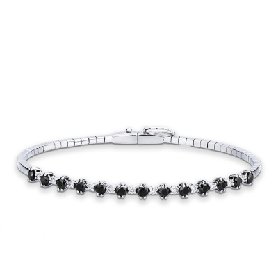 Rigid bracelet with black and white diamonds