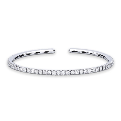 Bracciale rigido in oro bianco 18k con diamanti