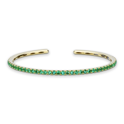 Rigid bracelet in 18k yellow gold with emeralds
