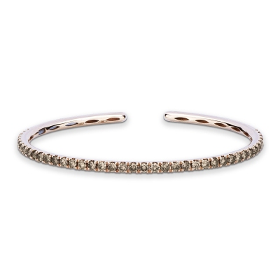 Rigid bracelet in 18k rose gold with brown diamonds